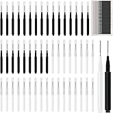 50pcs Brow Lamination Brush Micro Eyebrow Brush with Cap Micro Spoolies for Brow Lamination Portable Mini Spoolies for Eyebrows Extensions Tool, 2 Colors(25 Black+25 White)