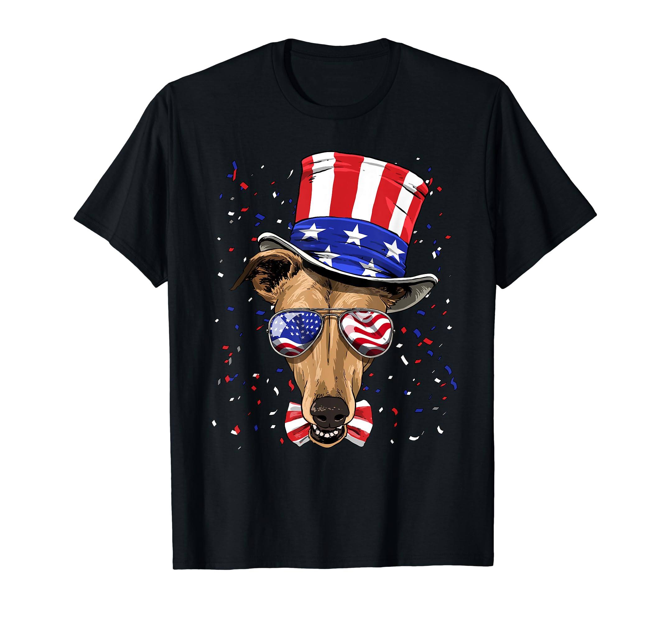 Greyhound 4th of July American Dog USA Flag T-Shirt
