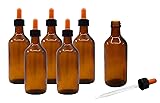 EISCO 6PK Dropping Bottles, 180ml (6oz) - Amber