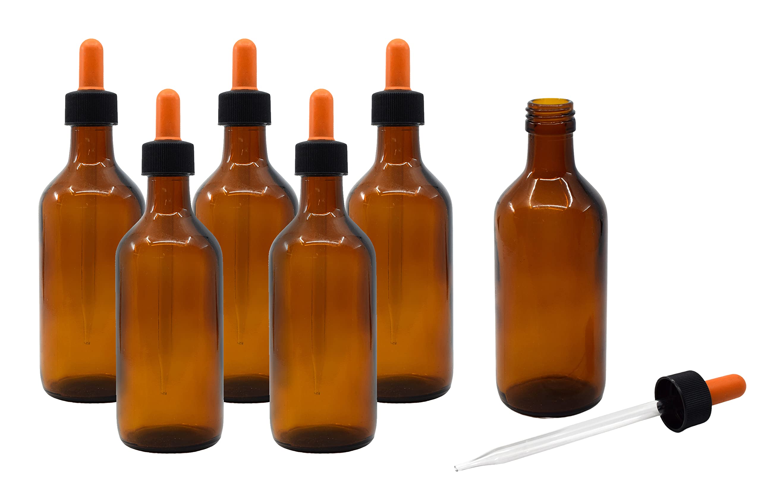 EISCO 6PK Dropping Bottles, 180ml (6oz) - Amber
