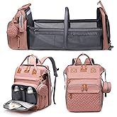 Jeryswet Baby Diaper Bags with Changing Station, Waterproof Large Capacity Diaper Bag Backpack for Moms Dads with USB Charging Port and Stroller Straps, Baby Shower Gifts, Pink