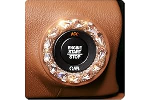 Blinglife Car Engine Start Stop Ignition Button Logo Sticker, Shiny Crystal Rhinestone Cover Protection Ring, Bling Car Accessories for Wowen (Rose Gold gem)