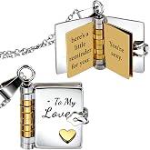 To My Love Book Necklace from Husband, I Love You Love Letter Necklace, Romantic Book Locket Gift for Her, Valentine&rsquo;s Day Birthday Anniversary Wedding Gift for Wife Girlfriend Romantic Idea