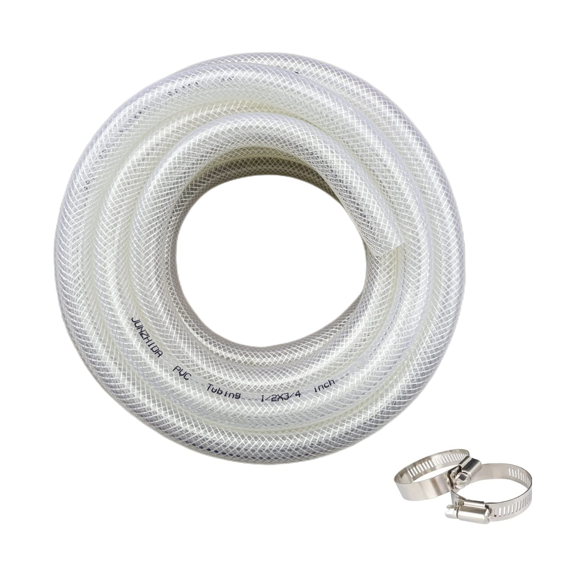 Photo 1 of 1/2" ID x 3/4" OD - 16.4 Ft High Pressure Braided Clear PVC Tubing Flexible Vinyl Tube, Heavy Duty Reinforced Hose Tubing, BPA Free and Non Toxic