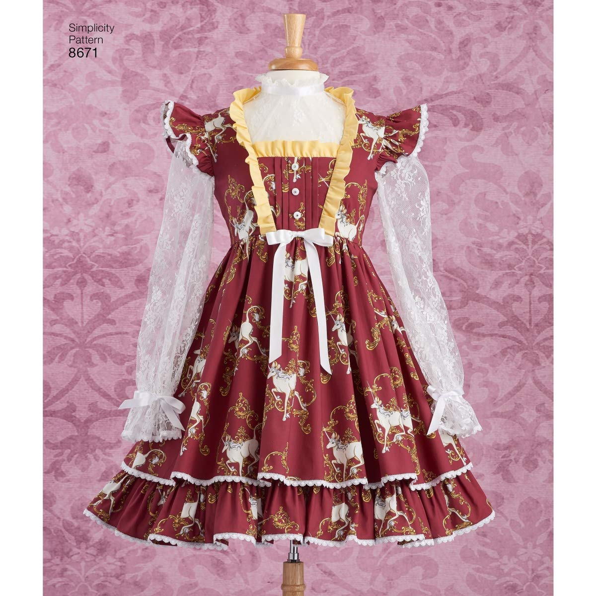 Simplicity Women’s Lolita Costume Dresses Sewing Pattern, Paper, White, 4/6/8/10/12