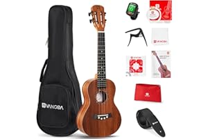 Vangoa Concert Ukulele for Adults & Kids, 23 Inch Acacia Wood, Carbon Strings, Tuner, Strap, Gig Bag, Capo
