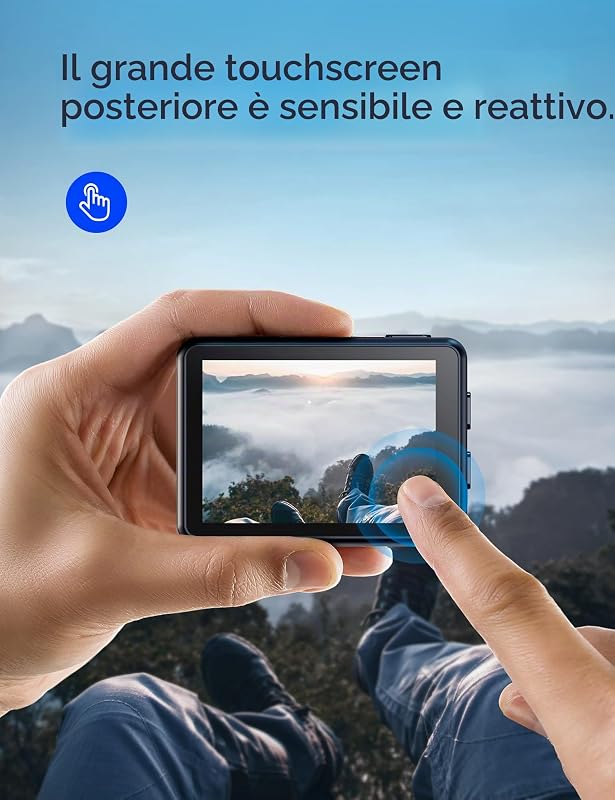 GA200 4K 24MP Dual Screen Wi-Fi Action Camera Sportiva, Fotocamera Subacquea 40M, Grandangolo 170°, Telecomando EIS Migliorato, 2 Batterie, Base di Ricarica, Multi-Accessori