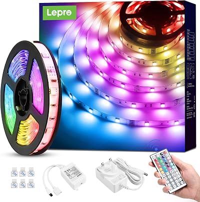 Lepro LED Strip Light 5M RGB Colour Changing 150 LEDs with Remote