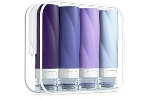 Gemice Travel Bottles for Toiletries, 3oz Tsa Approved Travel Size Containers BPA Free Leak Proof Travel Tubes Refillable Liquid Travel Accessories with Clear Toiletry Bag (4 Pack)