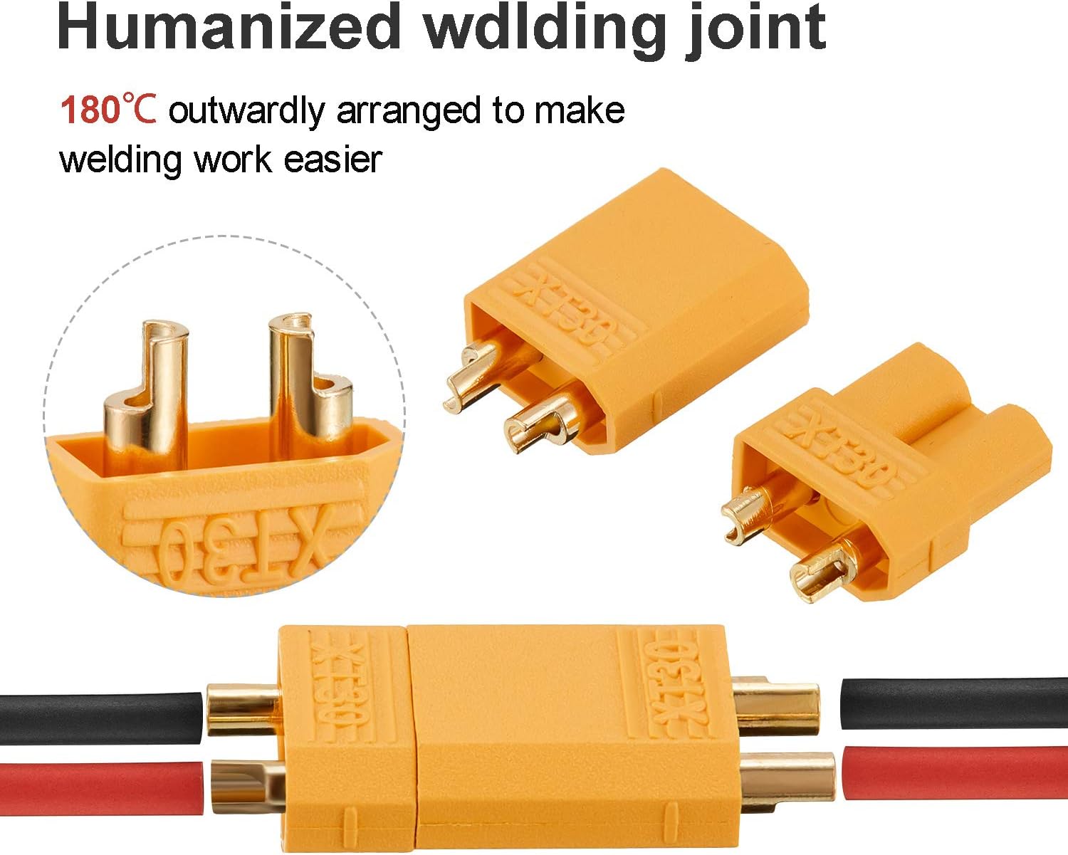 20 Pairs XT30 Connectors Male and Female Connectors Plugs with 2 Pieces Shrink Tubing for RC Battery: Toys & Games