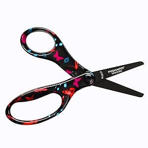 Fiskars Scissors for Kids 5 Inch Heavy Duty Safety Cut Scissors w/Blunt Tip, Round Edge & Non Stick Design Perfect for Kindergarten or Grade School Classroom #1 Youth Scissors Brand for Ages 4+