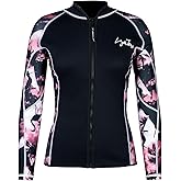 LayaTone Wetsuit Top Women 3mm Neoprene Wetsuit Jacket, Optional Neoprene/Lycra Sleeves Wetsuit Tops for Swimming Diving Surfing Canoeing