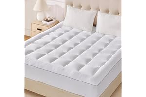 Eiayeebil Full Size Mattress Pad, Soft Pillow Top Mattress Topper Full with 8-21" Deep Pocket, Quilted Fitted Mattress Pad for Back Pain Relief, Down Alternative Filling, White