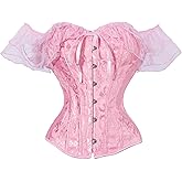 Emprier Corset Top with Lace Sleeve for Women, Vintage Floral shapewear, Full Breast Corset bustier tops