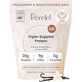 Perelel Vegan Pea Protein Powder, 20g Protein, Vanilla | Plant Based Protein with 3g Creatine Monohydrate &amp; 5g Prebiotic Fiber per Serving, Gut Health Blend, 15 Servings
