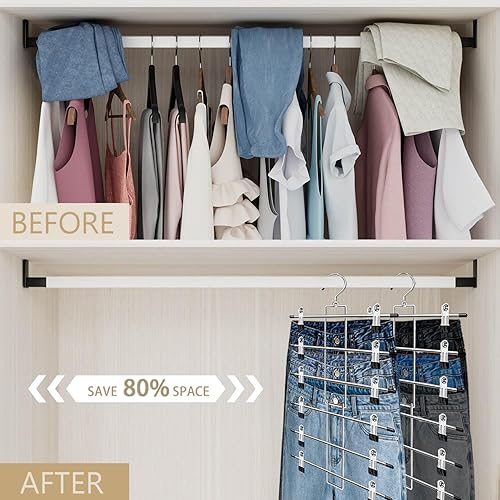 Hangers,Pants Hangers,Space Saving Hanging Closet Organizer-6 Tiers Skirt  Hangers with 360° Swivel Hook,Hanger