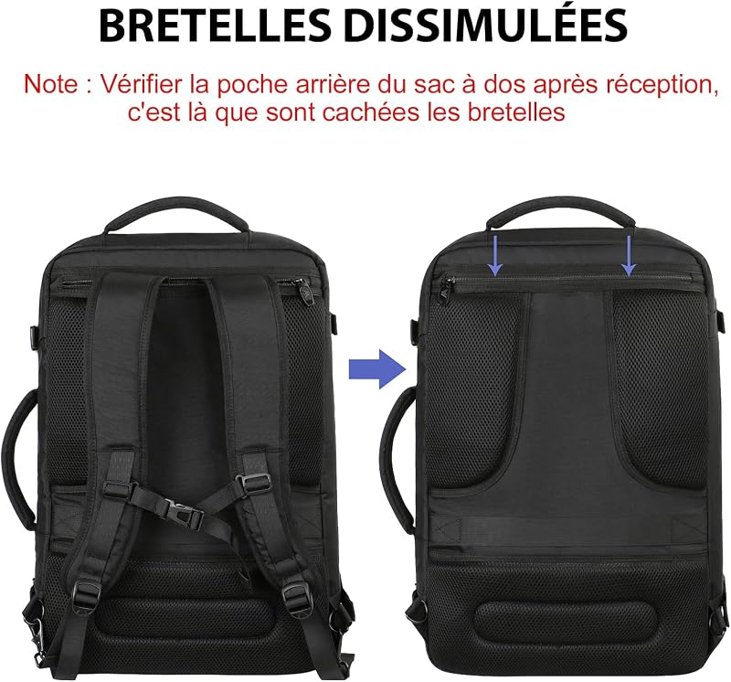 Bagage Cabine 40x30x20, Sac a Dos Voyage Cabine Avion avec Ryanair