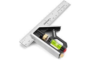 ARROW FASTENER Arrow Combination Square, 6-Inch Combo Square with Stainless Steel Ruler, Zinc Alloy Body and Bubble Level for Carpenters and Craftsmen
