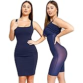 Popilush Shapewear Dress Casual Summer Dresses for Women Tummy Control Dress Midi Dress with Built in Bra XL