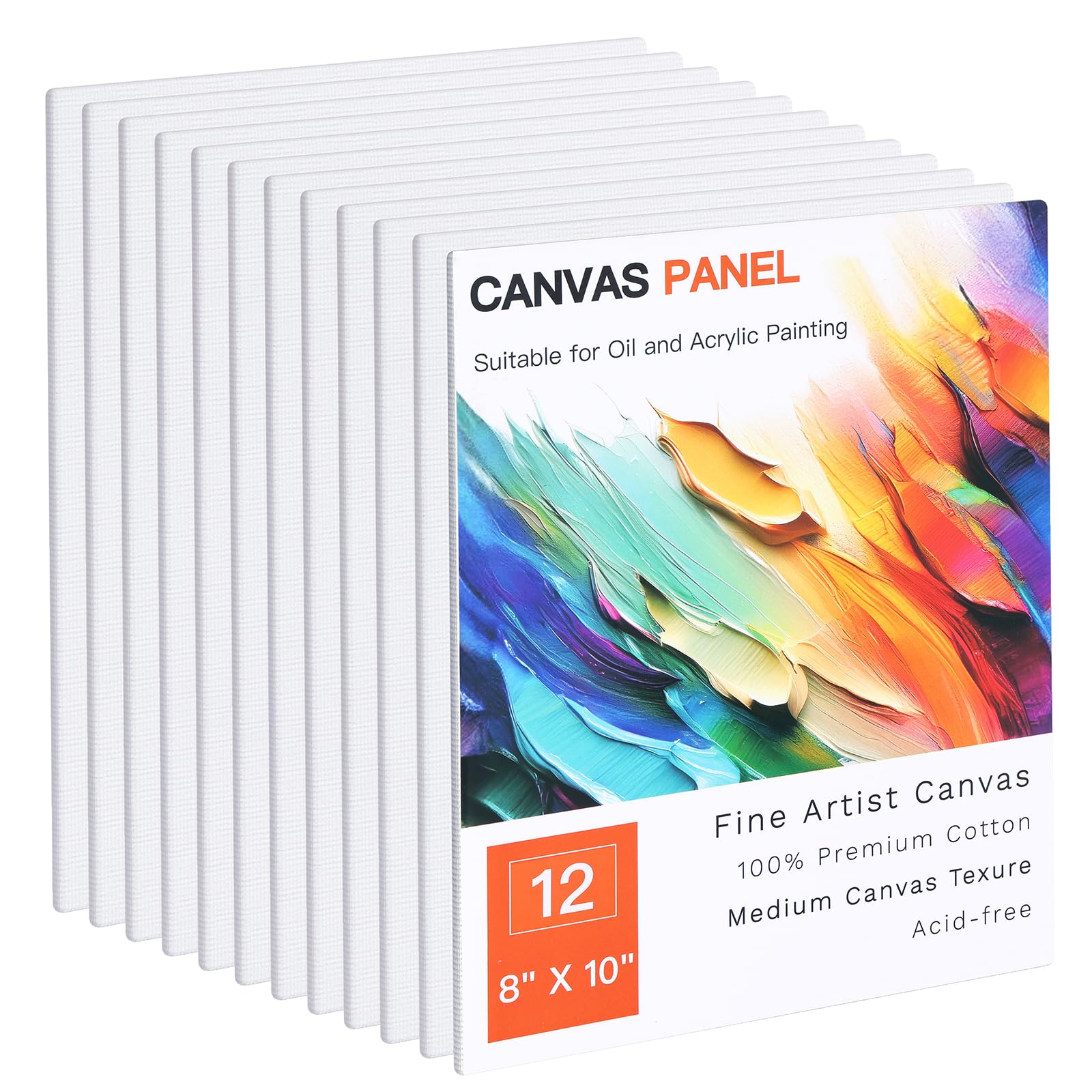 Photo 1 of FIXWAL Canvas Boards for Painting 12 Pack, 8x10 Inch Canvases for Painting Art Paint Canvas Panels Gesso Primed White Blank Flat Canvas Boards Acrylics Oil Watercolor Tempera Paints
