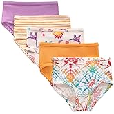 Burt's Bees Baby Toddler Girls' Underwear Set of 5 - Solids, Stripes,Prints, Tag-Free with Sizes for 2T to 8 Years Old