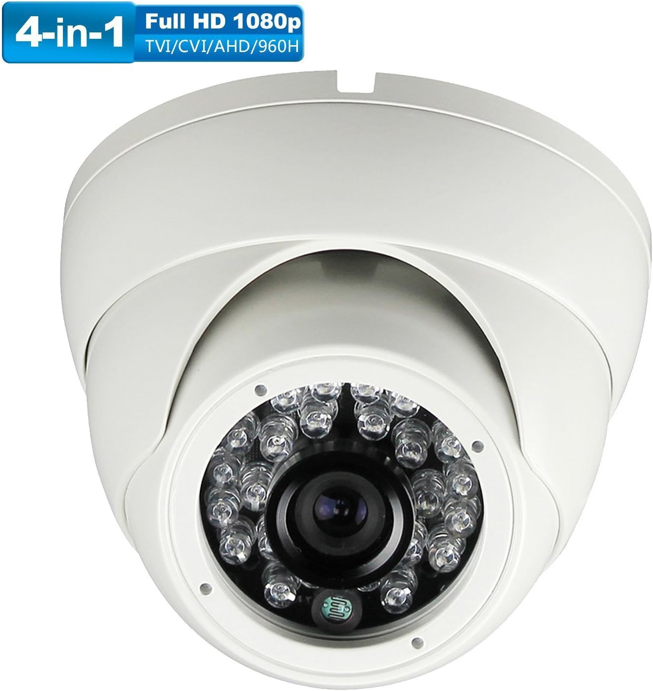 Universal Dome Security Camera 1080P 4 in1 (TVI, AHD, CVI, CVBS) 3.6mm Fixed 2.4MP Image Sensor Day/Night 65ft IR Distance Indoor & Outdoor IP 67 Waterproof Surveillance Camera