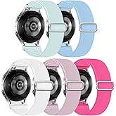 6 Pack Stretchy Bands Compatible with Samsung Galaxy Watch 7 6 5 4 40mm 44mm/Galaxy Watch 6 4 Classic 42mm 46mm 43mm 47mm/Galaxy 5 Pro 45mm/Active 2, 20mm Elastic Nylon Sport Strap for Men Women