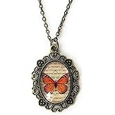 Fern & Filigree Monarch Butterfly Necklace for Women - Feminine Pendant - Handmade Jewelry