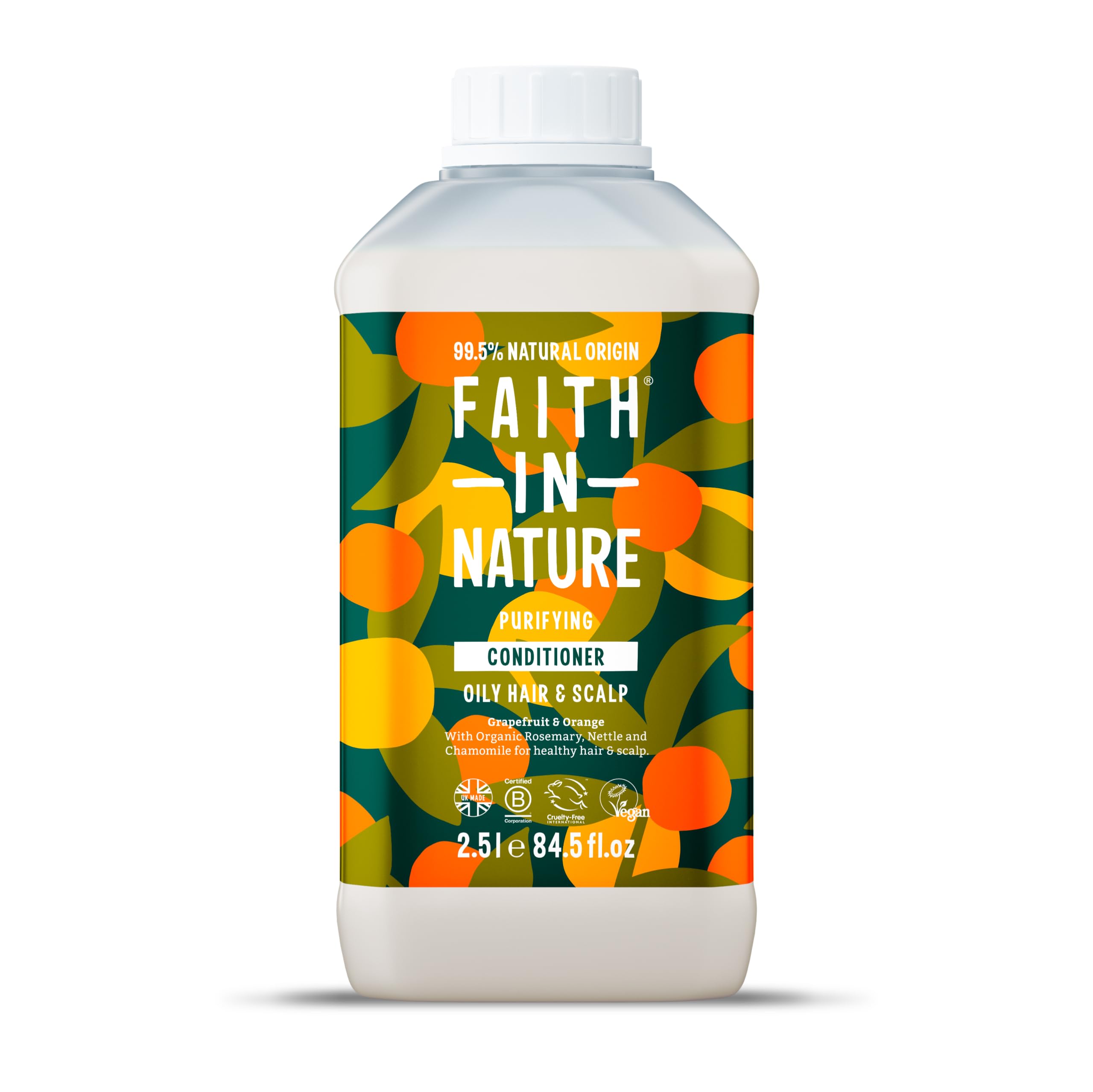 Faith In Nature Natural Grapefruit & Orange Conditioner, Purifying for Oily Hair & Scalp, Vegan & Cruelty Free, No SLS, Silicones or Parabens, 2.5L Refill