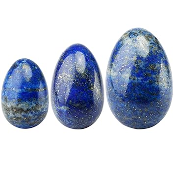 mookaitedecor Lapislazuli Yoni Eier Kegel Bälle Beckenbodentrainer Übungs-Set mit 3 Größen, Ben Wa Balls Massage Steine für d