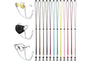 LORACOXS 12PCS Glasses Strap Eye Glasses Holders Around Neck Adjustable Leather Eyeglasses Reading Glasses Chain for Women