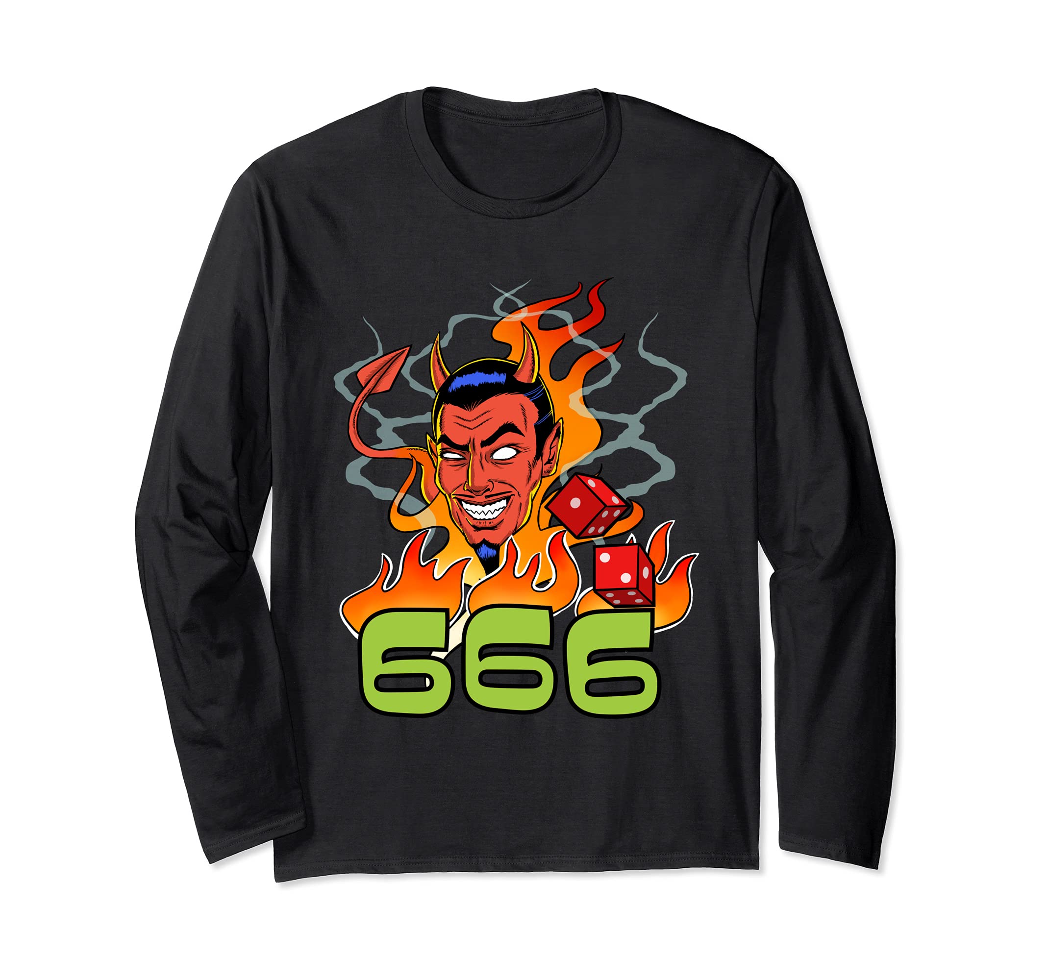 Rockabilly, Hot Rod Devil with Dice Long Sleeve T-Shirt