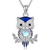 YAFEINI Owl Necklace 925 Sterling Silver Moonstone Pendant Necklace Owl Jewelry Bird Necklace Gifts for Women