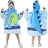 MIZZEO Kids Wearable Blanket Hoodie, Oversized Sherpa Wearable Blanket with Hood Pocket and Sleeves for Toddlers, Cute Hoodies 2-6 Year Old Girls Boys Youth Birthday Gifts (Dinosaur)