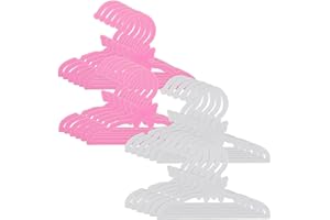 DRESS ALONG DOLLY Doll Clothes Hangers for American 18" Girl Dolls - Set of 24 Unique Pink and White Butterfly Wardrobe Hangers- Holds Accessories, Sets, Shirts, Jackets, Pants, Dresses, Gifts for Girls Kids Birthday