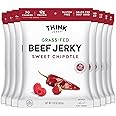 Think Jerky Sweet Chipotle Beef Jerky, Grass-Fed High Protein Beef Jerky, Gluten Free, No Antibiotics or Nitrates, Healthy Chef Crafted Recipe, Low Calorie and Low Fat - 2.2 oz Bags, 8 Pack