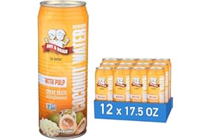 Amy & Brian Pure Coconut Water with Pulp, Non-GMO, No Sugar Added, Refreshing and Hydrating Real Coconut Water, 17.5 Fl Oz (Pack of 12)
