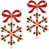 FILMOON Christmas Earrings for Women Rhinestone Chritsmas Tree, Snowflake, Wreath, Colorful Light Bulb, Deer Earrings Holiday Festival Costume Jewelry