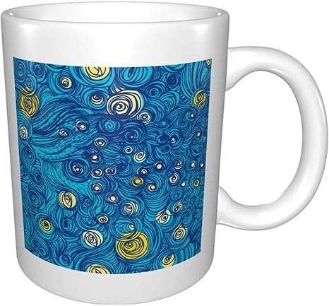 Amazon Co Jp 抽象的なパターンの青い波 マグカップ 陶器製 高級感 大容量 おしゃれ 牛乳 コーヒー ジュース マグ ティーカップ 330ml ホーム キッチン