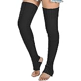 Women's Cable Knitted Thigh high Leg Warmers Extra Long Stirrup Over Knee High Warm Footless Socks Stockings