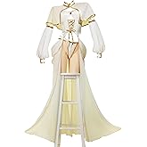 Mobbunny Women Anime Derivative Cosplay Costume Sexy Lingerie Set White Top Skirt and Cape with Panty