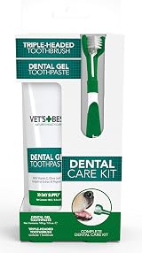 Vet's Best Dog Toothpaste Dental Gel Kit with Triple-Head Toothbrush