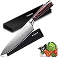 PAUDIN Chef Knife with Sheath- Pro Kitchen Knife 8 Inch Chef's Knives with High Carbon Stainless Steel, Sharp Japanese Knife with Ergonomic Handle for Home Kitchen Restaurant