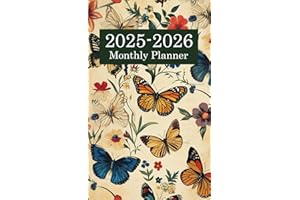 2025-2026 Pocket Calendar: Achieve Your Goals with Our Clear and Small Size Vintage Butterfly & Floral 2 Year Monthly Planner 2025-2026 for Purse.