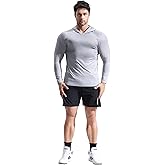 Men's UPF 50 Sun Hoodie Workout Shirt - Moisture Wicking Compression Fit, Lightweight Long Sleeve Running Top