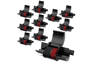 PIKTIME Calculator Ink Roller Black/Red Pack of 10 - Individually Sealed Calculator Ink Cartridge IR40T Compatible with Casio HR-170RC, HR-100TM / Canon P23-DHV, P170-DH3 / Sharp EL-1801V, EL-1750V & More