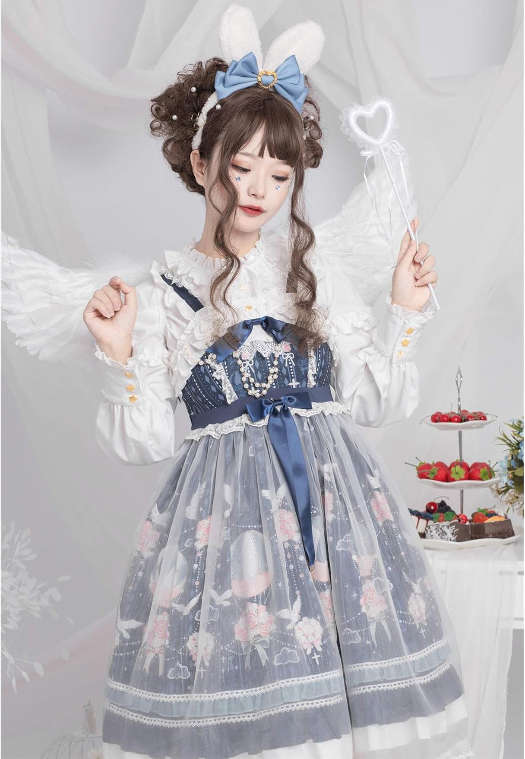 Amazon ロリータ ワンピース ジャンパースカート ロリータ服 可愛い ゆめかわいい 森ガール 女の子 姫 ドレス フリル リボン レース 学園祭 文化祭 イベント コスプレ 衣装 ピンク グリーン 青 ジャンパースカート M コスプレ 仮装 通販