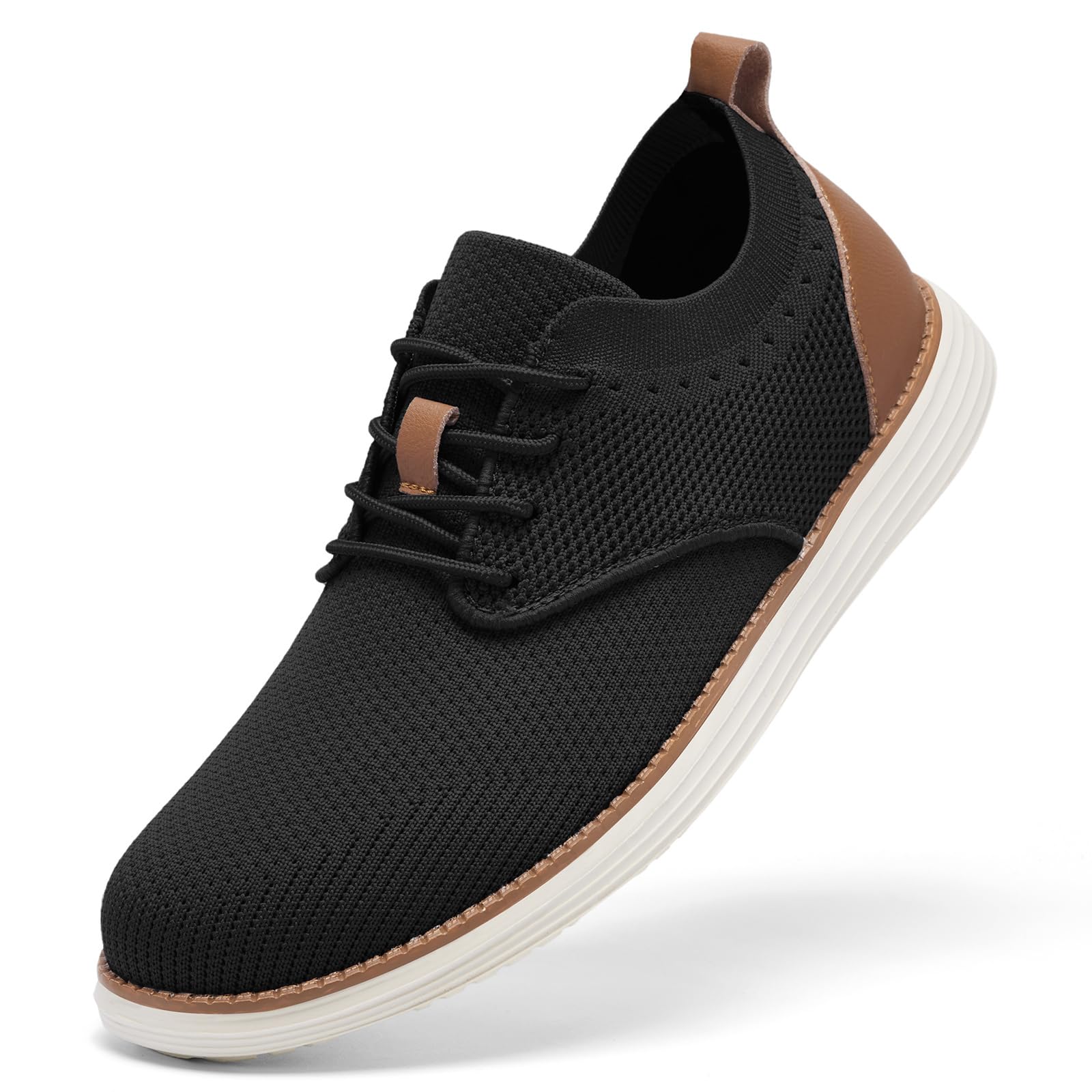 SHULOOK Herren Atmungsaktive Gestrickte Sneakers Leichte (Schwarz 44.5)