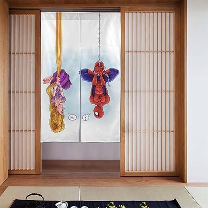 Amazon スパイダーマン プリンセス ラプンツェル のれん 暖簾 目隠し 玄関 居間 リビング階段 ロング お洒落 おしゃれ インテリア 洋室 キッチン 子供部屋 ドア 目隠し 間仕切り 冷暖房効率 冷房 暖房 パーテーション のれん オンライン通販