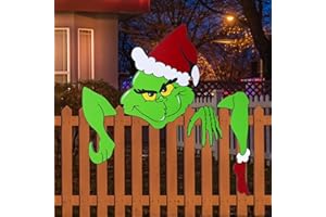 CZLOTYH Christmas Fence Peeker Decorations Outdoor Funny Christmas Fence Yard Sign with Hand Head for Holiday Xmas Garden Courtyard Wall Decorations (Style 2)